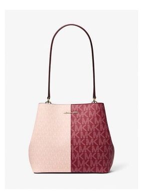 NWT Michael Kors Two-Tone Pink & Burgundy MK Shoulder Bag